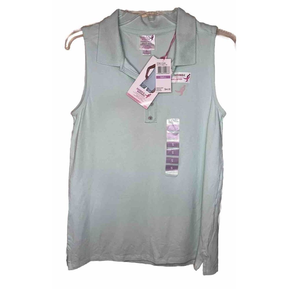Komen NWT Sz‎ Small Earth Yoga Organic Sustainable Sleeveless Shirt Mint Breast